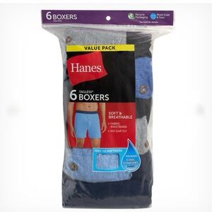 Hanes Men's 6-Pack Tagless Boxers - Light Blue, Dark Blue, Gray